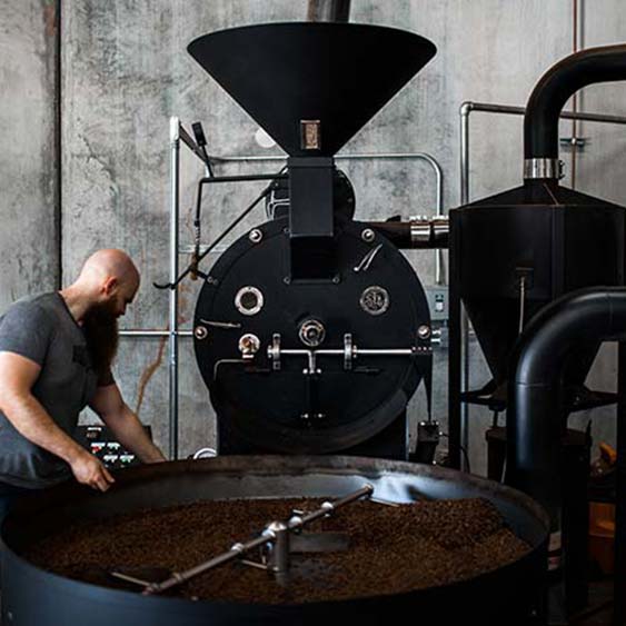 SF-75 coffee roaster in operation